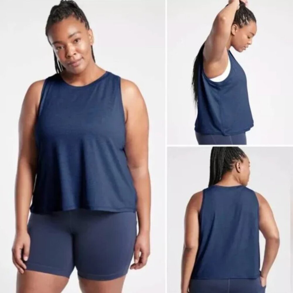 ATHLETA - Uptempo II Tank Loungewear Athleisure Navy Blue NEW - Picture 2 of 4